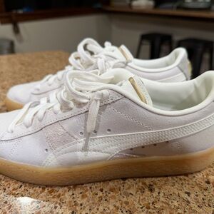 PUMA White Suede & Leather Sneakers with Gum Sole
